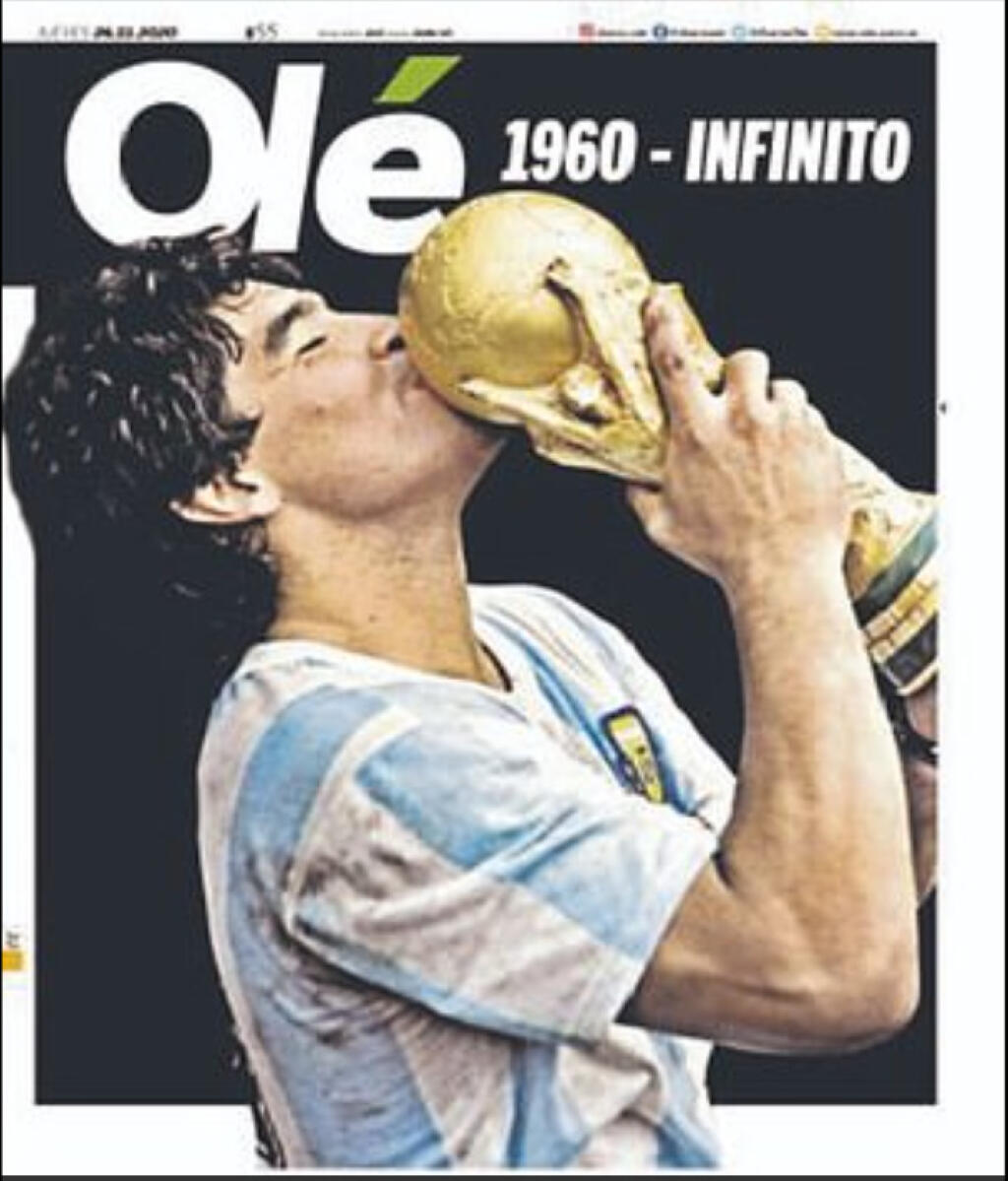Denník Olé pripomenul majstrovský titul, ku ktorému Maradona doviedol Argentínu.