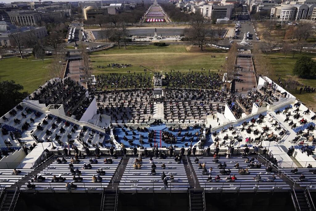 Pohľad na ceremoniál inaugurácie Joea Bidena.