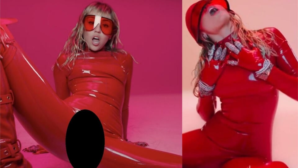 Miley Cyrus si navliekla ikonicky latexový overal Britney Spears: So zubatou vagínou