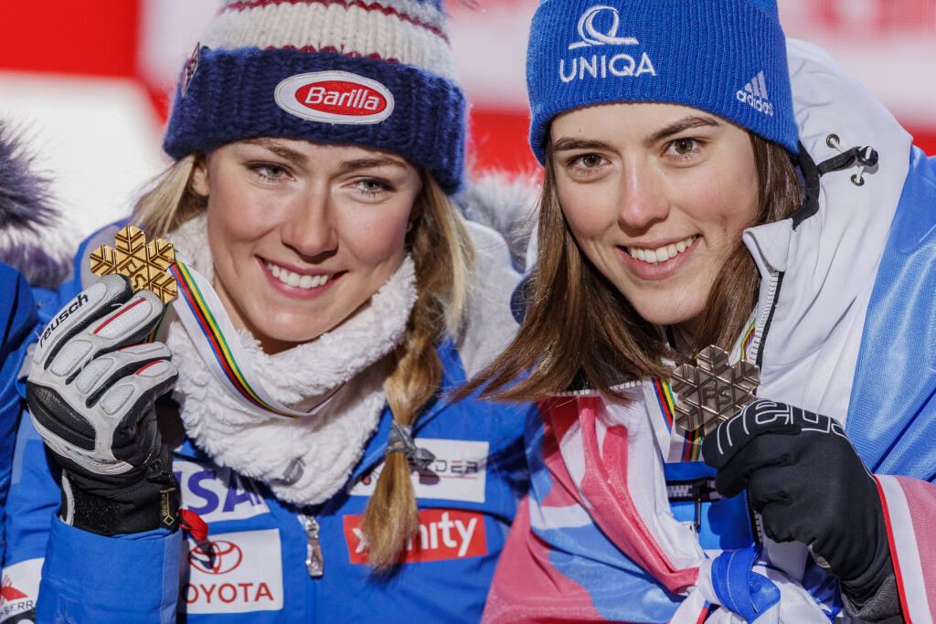 Mikaela Shiffrinová a Petra Vlhová.