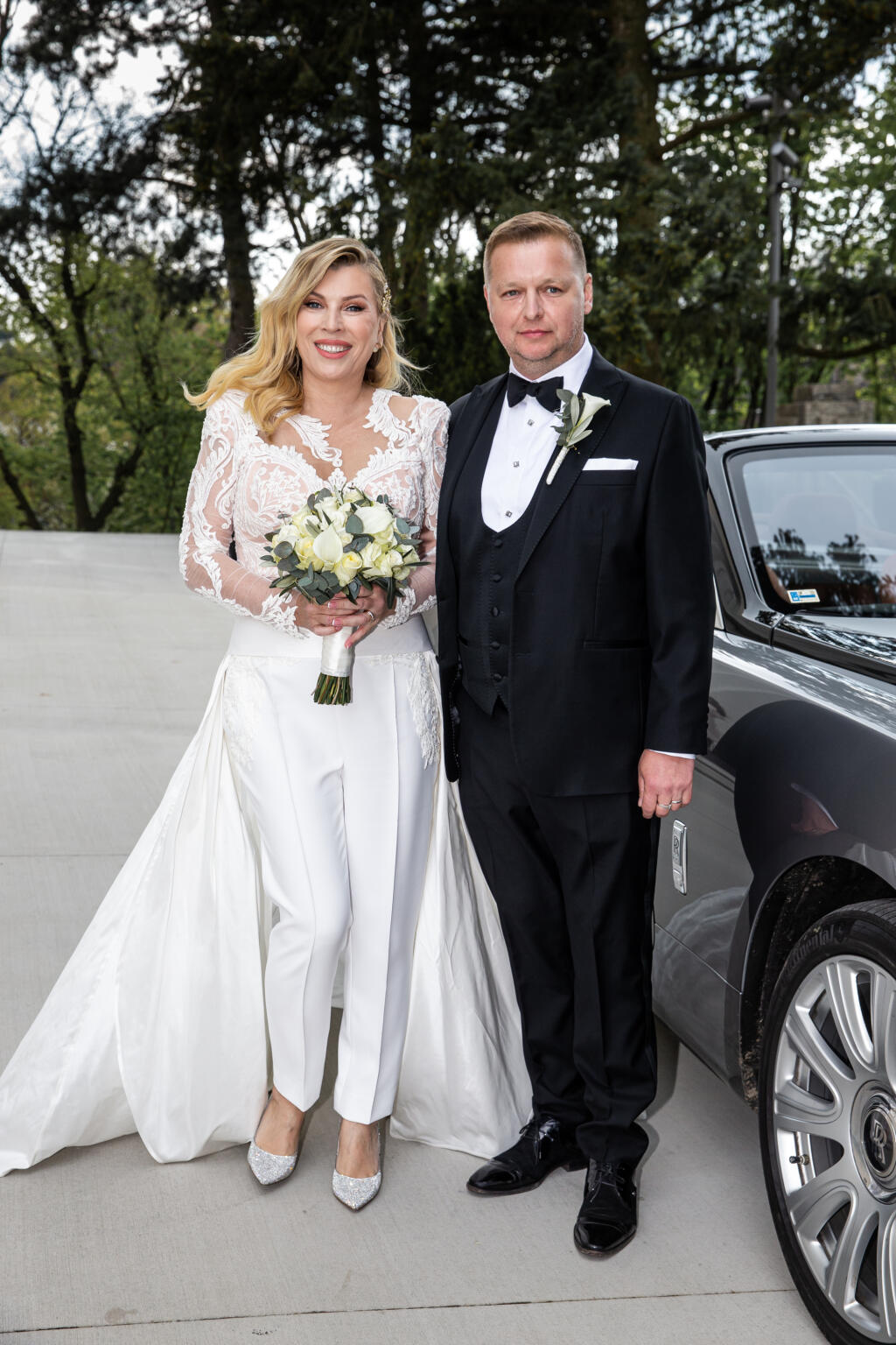 Svadba Gabriely Drobovej a Karola Rumana v Bratislave. Na snímke Gabriela Drobová a Karol Ruman.