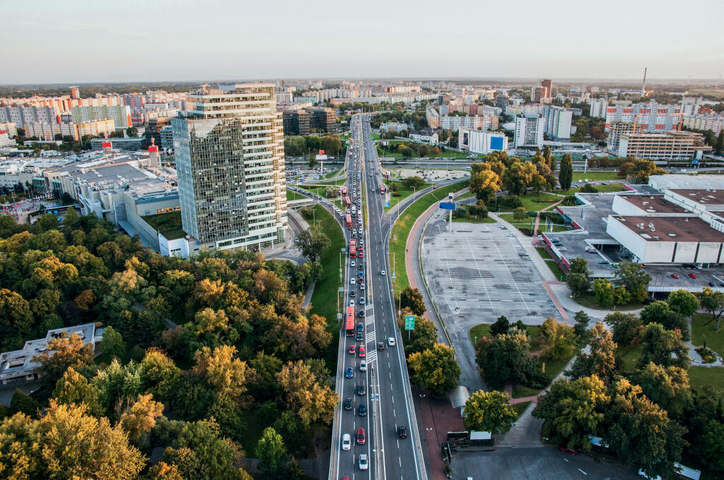 Skyline,Of,Bratislava,From,Above,At,Sunset,,Slovakia