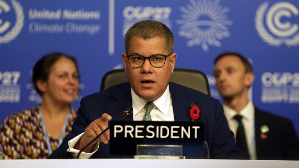 Predseda vlaňajšej klimatickej konferencie Alok Sharma na konferencii OSN o klimatickej zmene COP27 v egyptskom Šarm aš-Šajchu.