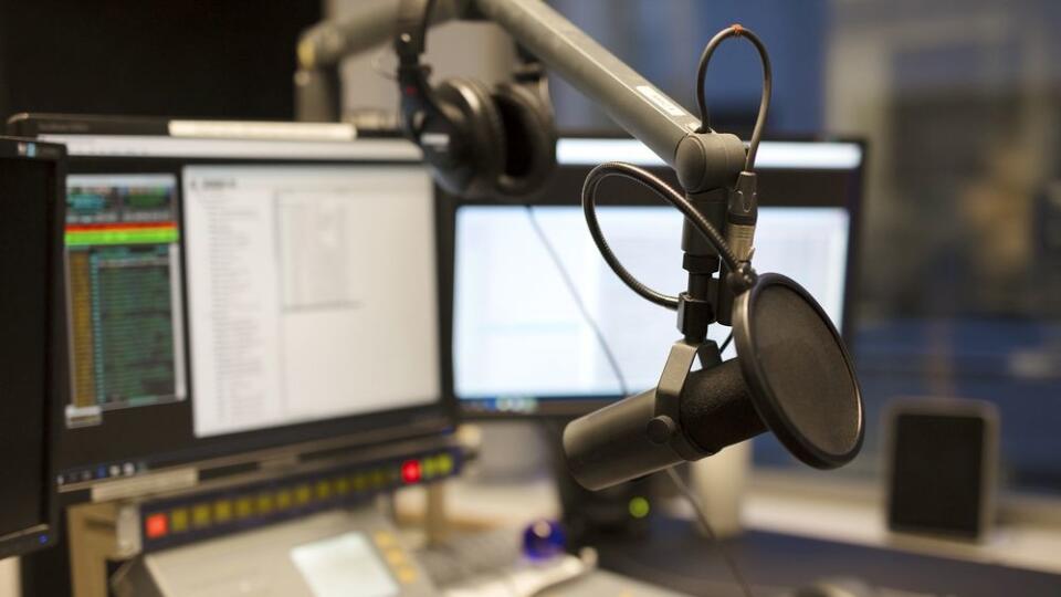 Microphone modern radio station broadcasting studio