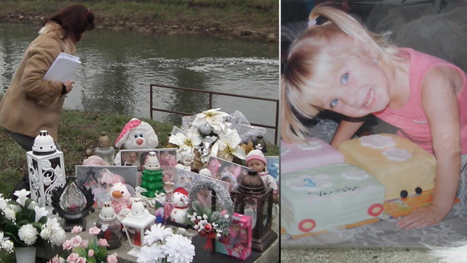 PRI RIEKE: Sudkyňa (vľavo), ktorá rieši žalobu Jánošíkovcov, sa tu zdržala asi 15 minút. Vpravo Vaneska († 3): Pre chýbajúci poklop prišla o život.