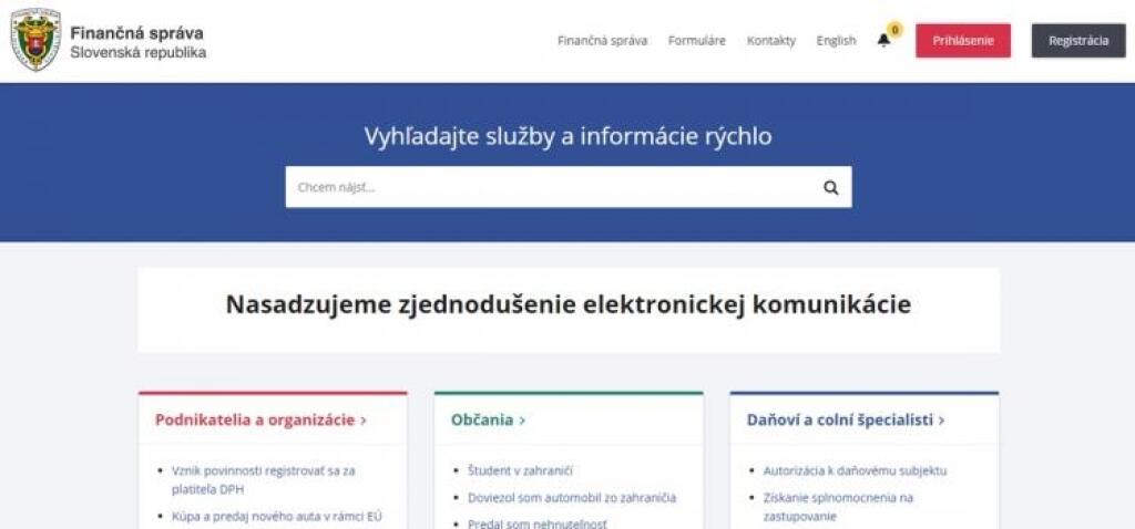 Elektronická komunikácia s daniarmi je po zmene webu naďalej ťažkopádna