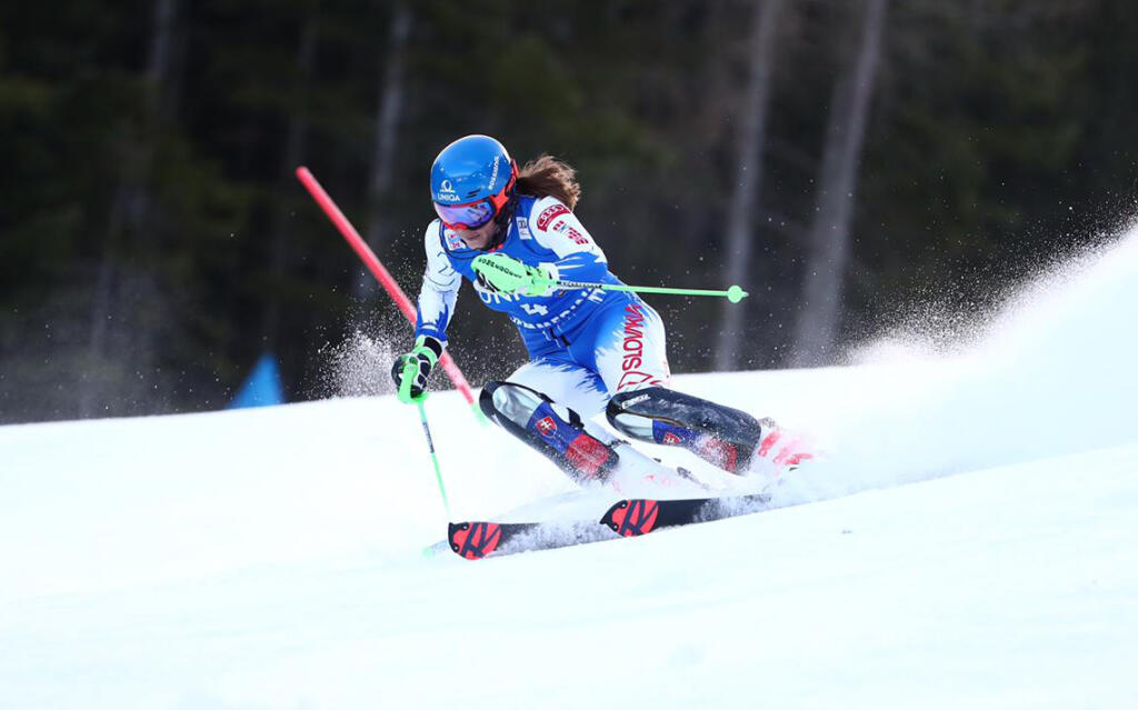 Petra Vlhová zajazdila v prvom kole čas, ktorý by jej mal stačiť na druhé miesto.