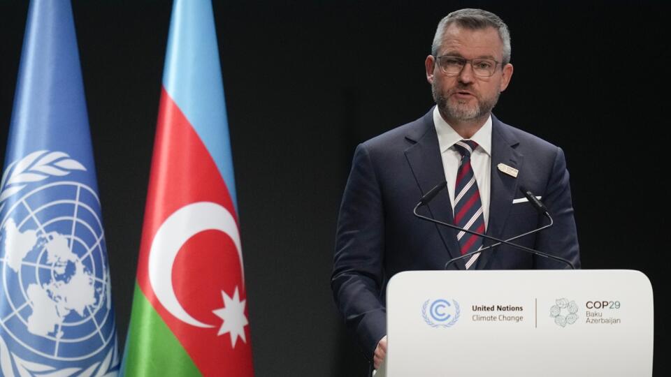 JB 27 Baku - Prezident SR Peter Pellegrini rozpráva počas plenárneho zasadnutia na Klimatickej konferencii OSN COP 29 v Baku 12. novembra 2024. FOTO TASR/AP
Slovakia President Peter Pellegrini speaks during a plenary session at the COP29 U.N. Climate Summit, Tuesday, Nov. 12, 2024, in Baku, Azerbaijan. (AP Photo/Rafiq Maqbool)