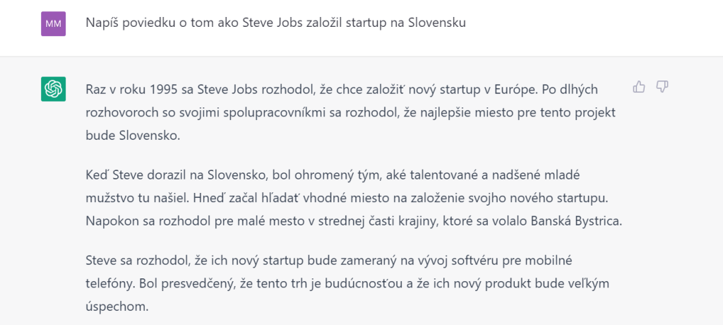 Na ďalší pokus som dostal príbeh o tom, ako Steve Jobs podnikal na Slovensku