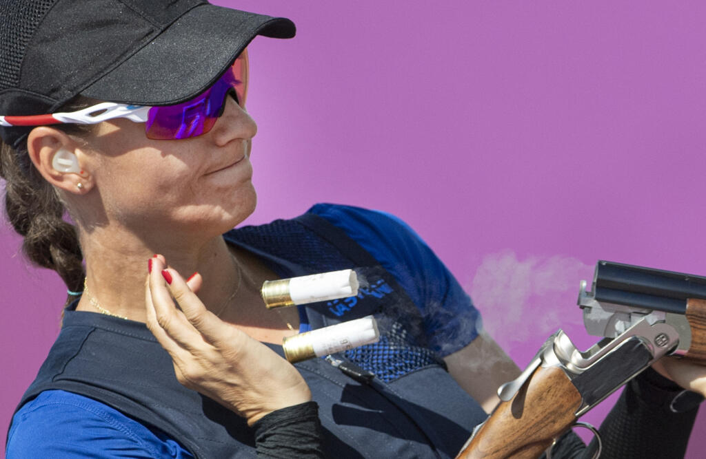 Slovenská reprezentantka v športovej streľbe Danka Barteková počas kvalifikácie v skeete žien na XXXII. letných olympijských hrách v Tokiu v nedeľu 25. júla 2021. FOTO TASR - Martin Baumann