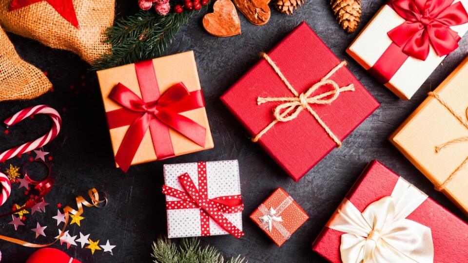 Christmas,Presents,On,Dark,Background