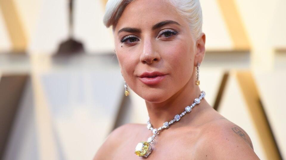 Lady Gaga so vzácnymi diamantmi na krku.