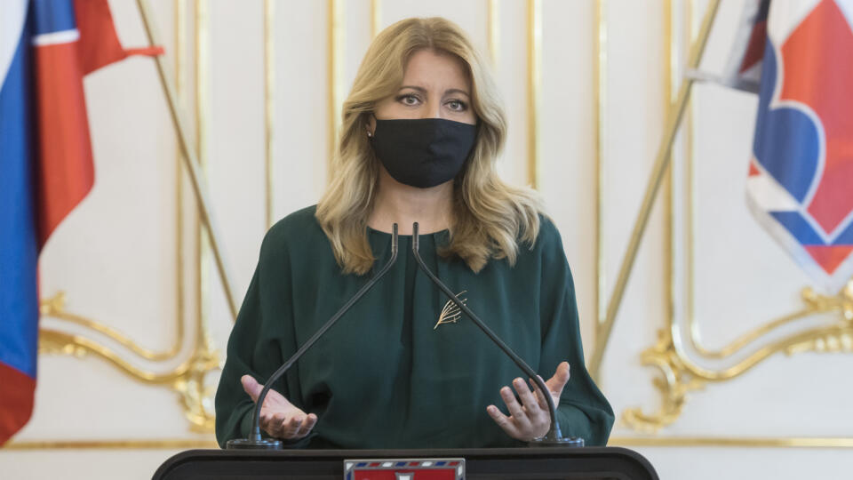 Na snímke prezidentka SR Zuzana Čaputová počas vyhlásenia k prípadu Jozefa Chovanca, ktorý zomrel v roku 2018 v Belgicku, 10. septembra 2020 v Bratislave. FOTO TASR - Martin Baumann