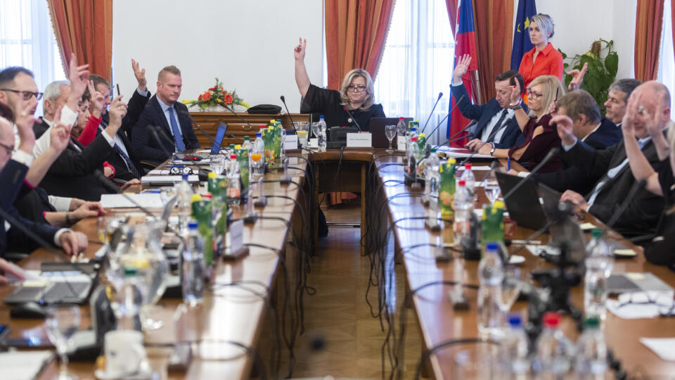 Súdna rada SR v zložení 17 členov začala 27. januára 2020 prvým zasadnutím voľbu predsedu Najvyššieho súdu (NS) SR. O predsednícke kreslo sa uchádzajú Soňa Mesiarkinová a Jana Bajánková. Voľba predsedu bude prvýkrát verejná. Na snímke zasadnutie Súdnej rady SR počas vypočúvania kandidátov na post predsedu Najvyššieho súdu SR, v pozadí uprostred predsedníčka Súdnej rady SR Lenka Praženková v Bratislave 27. januára 2020. FOTO TASR - Jaroslav Novák