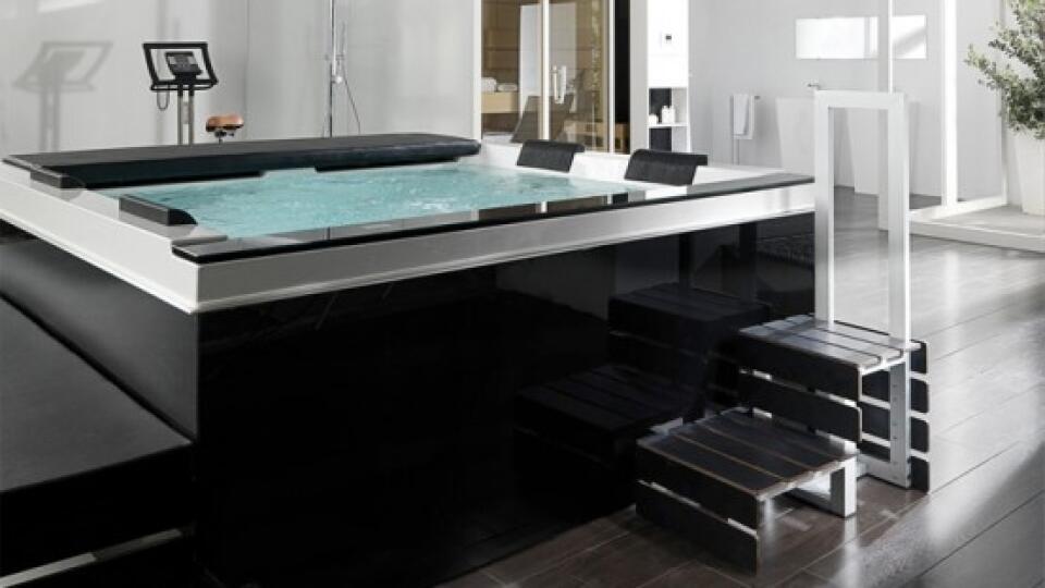 Luxury tech. Джакузи Хай тек. Ванная комната в стиле Хай тек с джакузи. Джакузи хайтек квадрат. Бассейн Хай тек с джакузи.