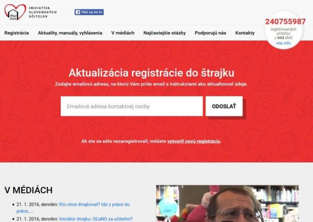 Stránku štrajkujúcich učiteľov napadli „hackeri“
