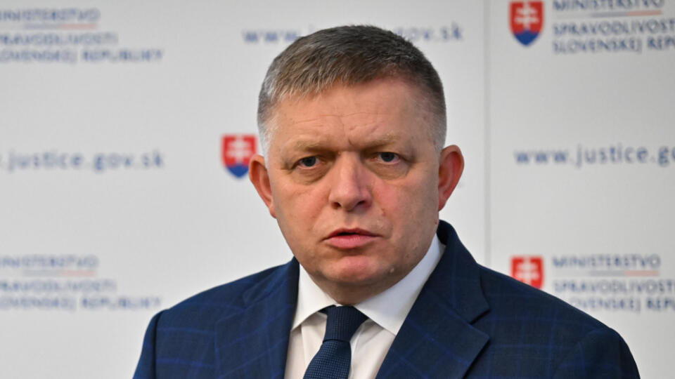 Na snímke predseda vlády SR Robert Fico (Smer-SD) počas tlačovej konferencie v rámci návštevy rezortu ministerstva spravodlivosti 30. októbra 2023 v Bratislave. FOTO TASR - Pavol Zachar