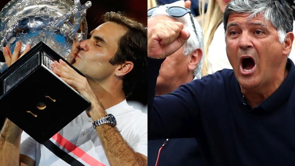 Roger Federer (vľavo) a strýko jeho tenisového rivala Toni Nadal.