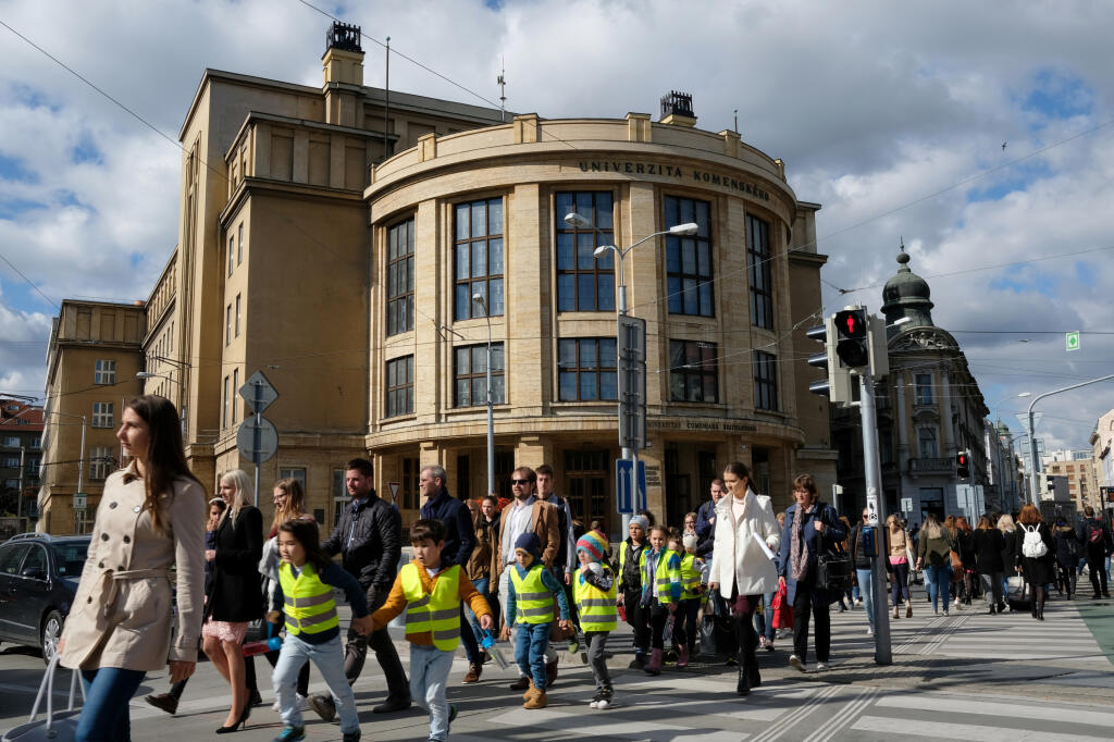 Aula Univerzity Komenskeho na Safarikovom namesti v Bratislave.