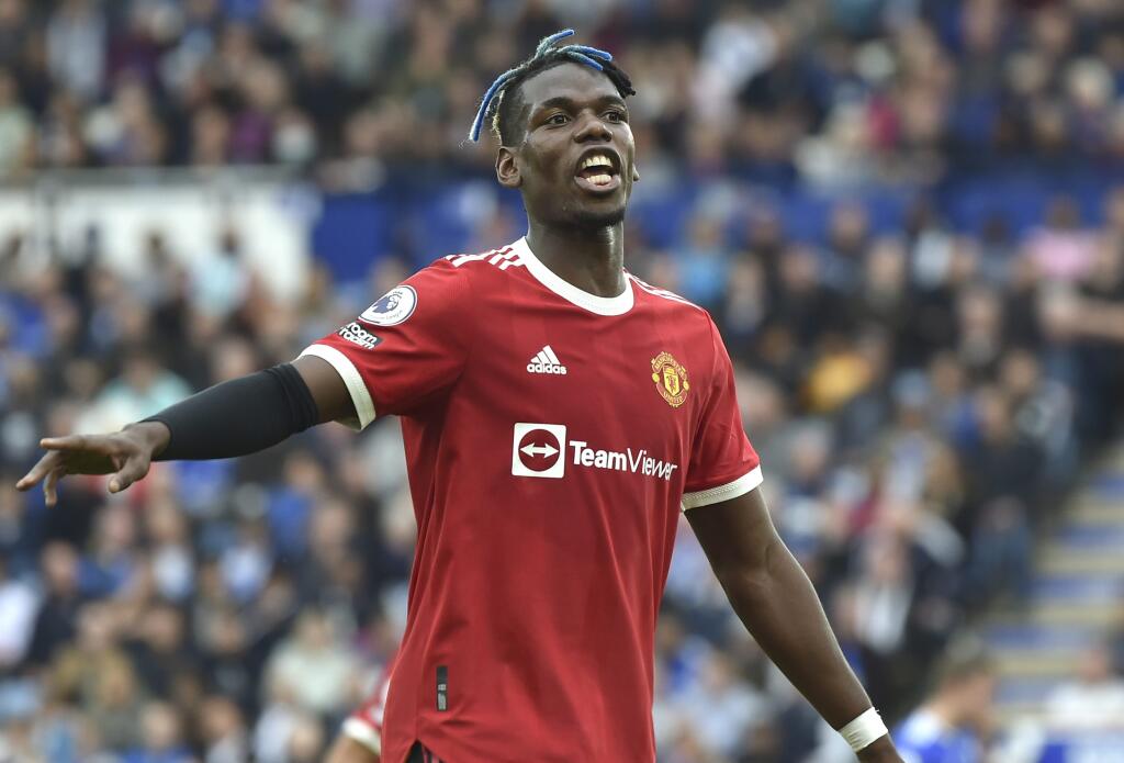 Na snímke hráč United Paul Pogba v zápase 8. kola kola anglickej Premier League vo futbale Leicester City - Manchester United (4:2) v sobotu 17. októbra 2021.