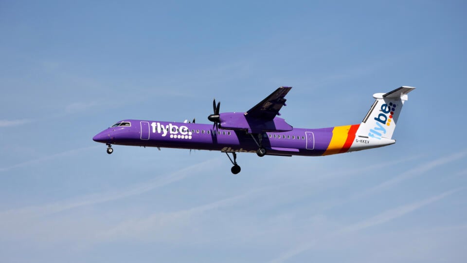 ?london,,Uk/september,15,2019:a,Airplane,Of,?flybe,Airlines,Landing,Toward,Heathrow