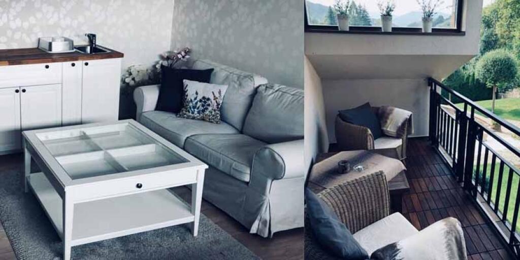 Ponúka hosťom moderné ubytovanie, pričom všetky apartmány sú ladené do béžových tónov a sú zariadené nábytkom z tmavého dreva. Majú priestrannú obývaciu izbu so satelitnou TV, kuchynku s jedálenským kútom a kúpeľňu so sprchovacím kútom.