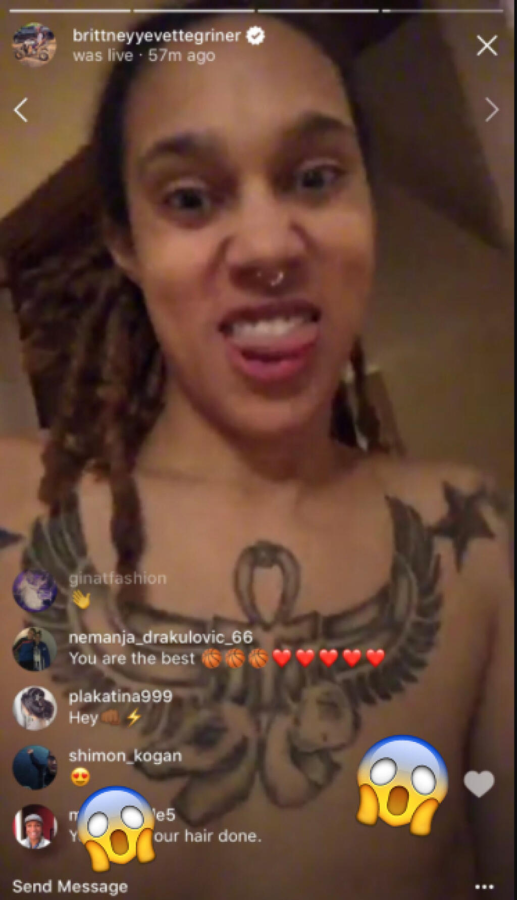 Americká basketbalistka veľakrát ukázala, že jej odvaha nechýba. Grinerová sa na instagrame bez hanby ukázala hore bez.