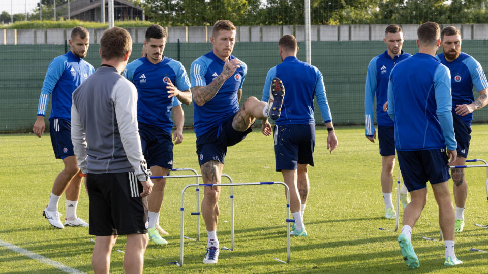 Tréning futbalistov ŠK Slovan Bratislava pred futbalovým zápasom 3. predkola Ligy majstrov proti Maccabi Haifa FC. 