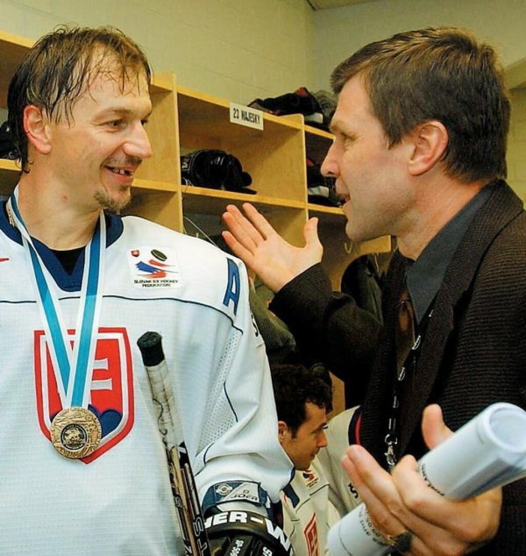 Legendy slovenského hokeja - Peter Bondra a Peter Šťastný.