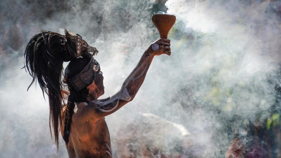 Traditional,Mayan,Smoke,Ceremony,In,Mexico.