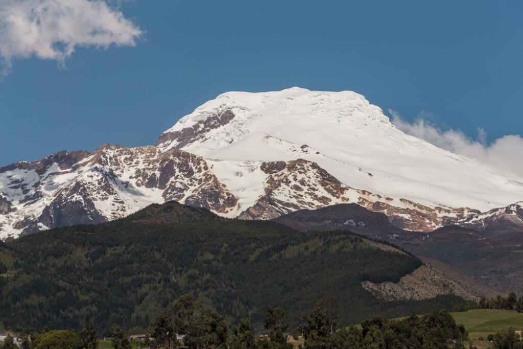 Mountain,With,Snow,Landscape,In,Cayambe,,With,Clear,Sky,,Photo