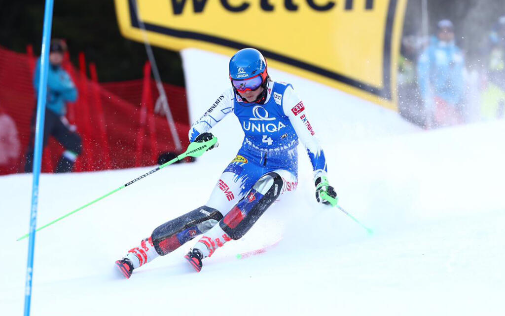 Petra Vlhová zajazdila v prvom kole čas, ktorý by jej mal stačiť na druhé miesto.