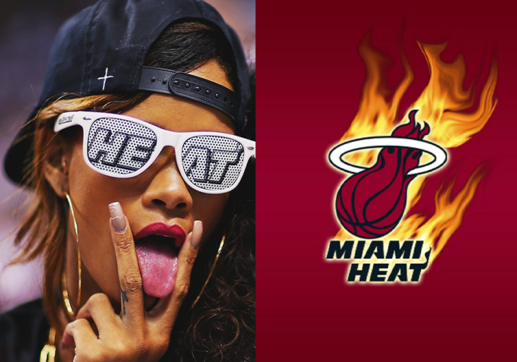 Rihanna (Miami Heat) - Rodáčka z Barbadosu patrí medzi najkrajšie ženy v showbiznise, no nepatrí medzi zrovna verných športových fanúšikov. Často ju vídať na rôznych športových podujatiach, no sama tvrdí, že jej klubom číslo jeden je basketbalový tím Miami Heat.