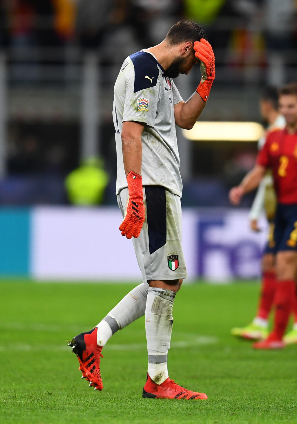 Gianluigi Donnarumma v zápase proti Španielsku.