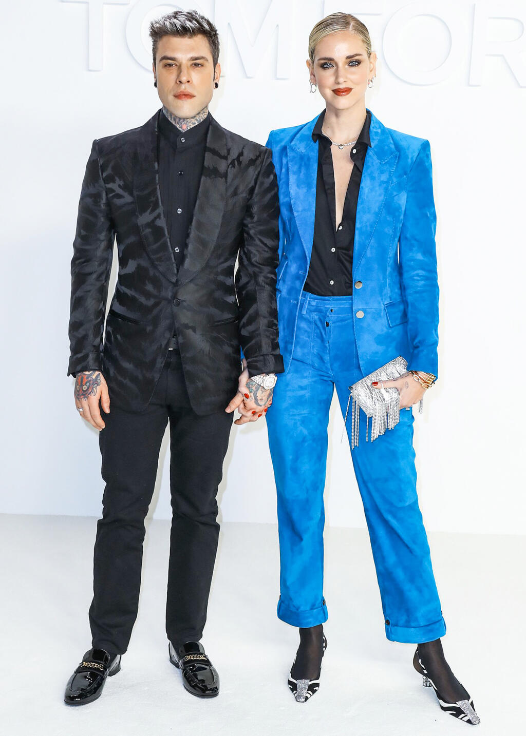 HOLLYWOOD, LOS ANGELES, CALIFORNIA, USA - FEBRUARY 07: Fedez and Chiara Ferragni arrive at the Tom Ford: Autumn/Winter 2020 Fashion Show held at Milk Studios on February 7, 2020 in Hollywood, Los Angeles, California, United States.,Image: 497133389, License: Rights-managed, Restrictions: *** World Rights***, Model Release: no, Credit line: Profimedia