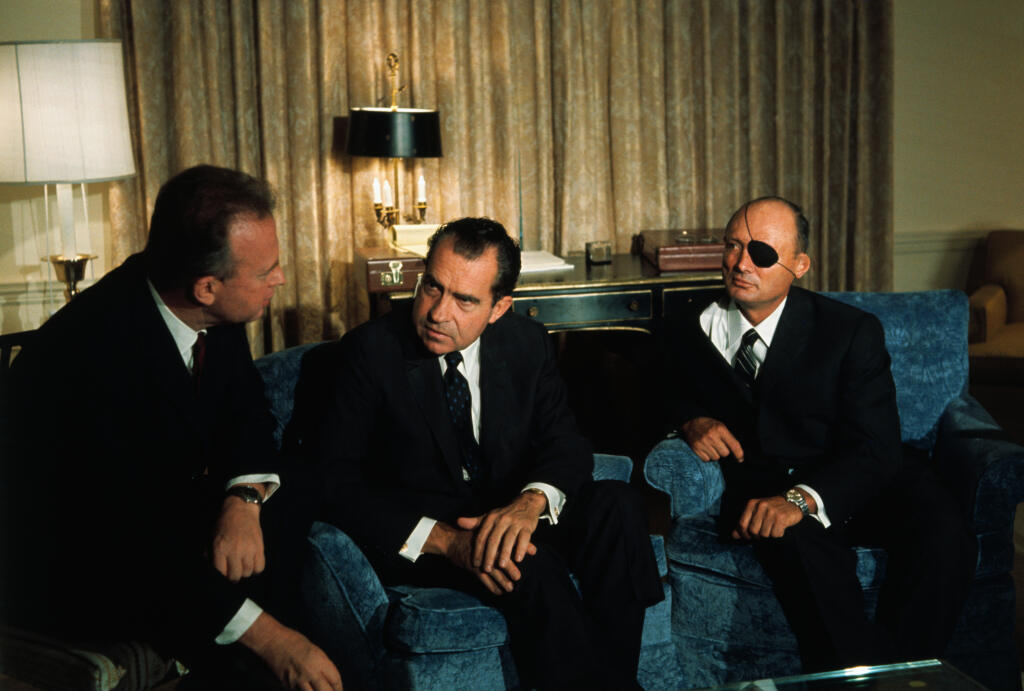 Richard Nixon Talking with Yitzhak Rabin and Moshe Dayan