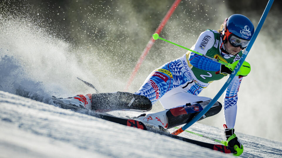 Na snímke Petra Vlhová počas prvého kola pretekov slalomu Svetového pohára v alpskom lyžovaní žien v Kranjskej Gore.