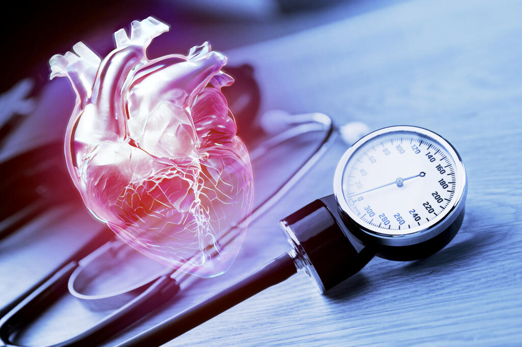 Measurement of blood pressure. Manual medical blood pressure monitor and stethoscope. ?ypertensive heart disease. ?oncept