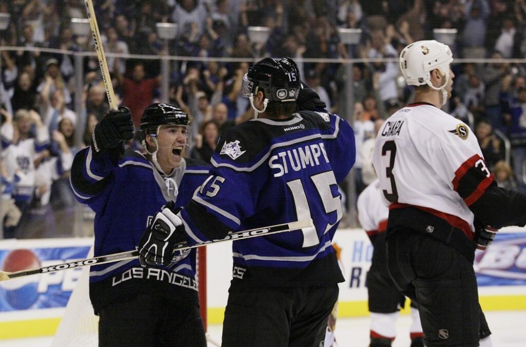 Žigo Pálffy s Jozef Stumpelom v drese Los Angeles Kings.