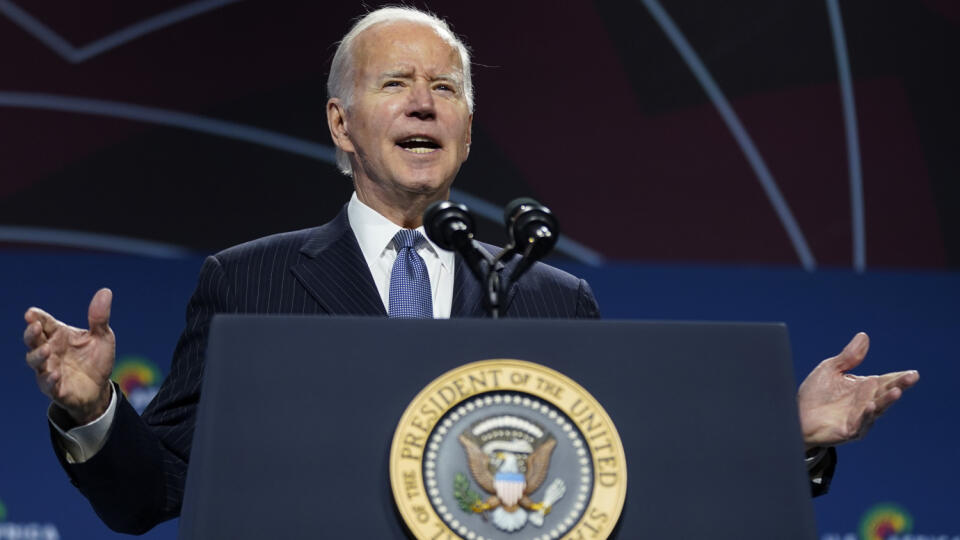 EBE 14 Washington - Na snímke americký prezident Joe Biden reční na summite lídrov USA a Afriky v stredu 14. decembra 2022 vo Washingtone. FOTO TASR/AP
President Joe Biden speaks to African leaders gathered for the U.S.-Africa Leaders Summit Wednesday, Dec. 14, 2022, in Washington. (AP Photo/Patrick Semansky)