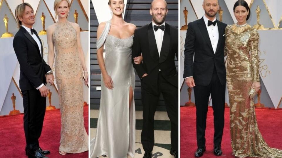Na snímke zľava Nicole Kidman, Rosie Huntington-Whiteley a Jessica Biel so svojimi polovičkami.