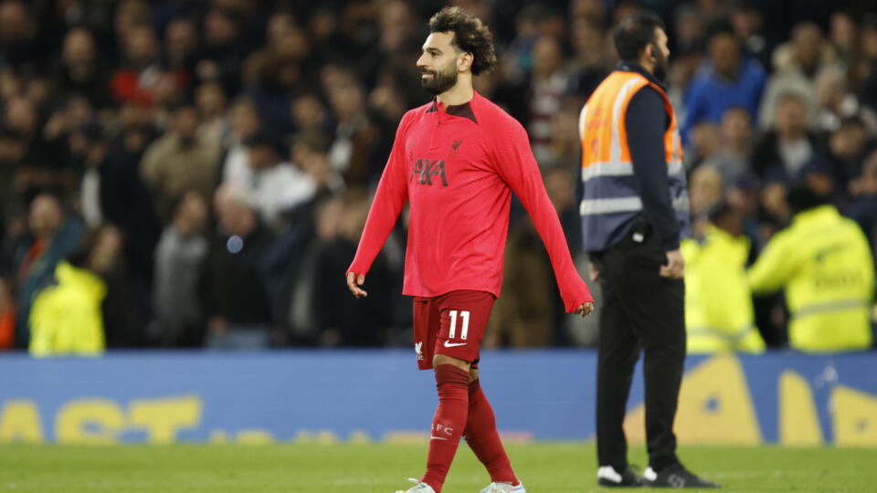 WA 108 Londýn - Futbalista Liverpoolu Mohamed Salah sa teší po výhre 2:1 v zápase 15. kola Premier League Tottenham Hotspur - FC Liverpool v Londýne v nedeľu 6. novembra 2022. FOTO TASR/AP
Liverpool's Mohamed Salah smiles at the end of the English Premier League soccer match between Tottenham Hotspur and Liverpool at Tottenham Hotspur Stadium, in London, Sunday, Nov. 6, 2022. Liverpool won 2-1. (AP Photo/David Cliff)