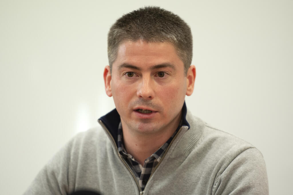 Na snímke primátor Malaciek Juraj Říha počas tlačovej konferencie po zasadnutí krízového štábu 7. marca 2020 v Malackách.
FOTO TASR - Pavel Neubauer