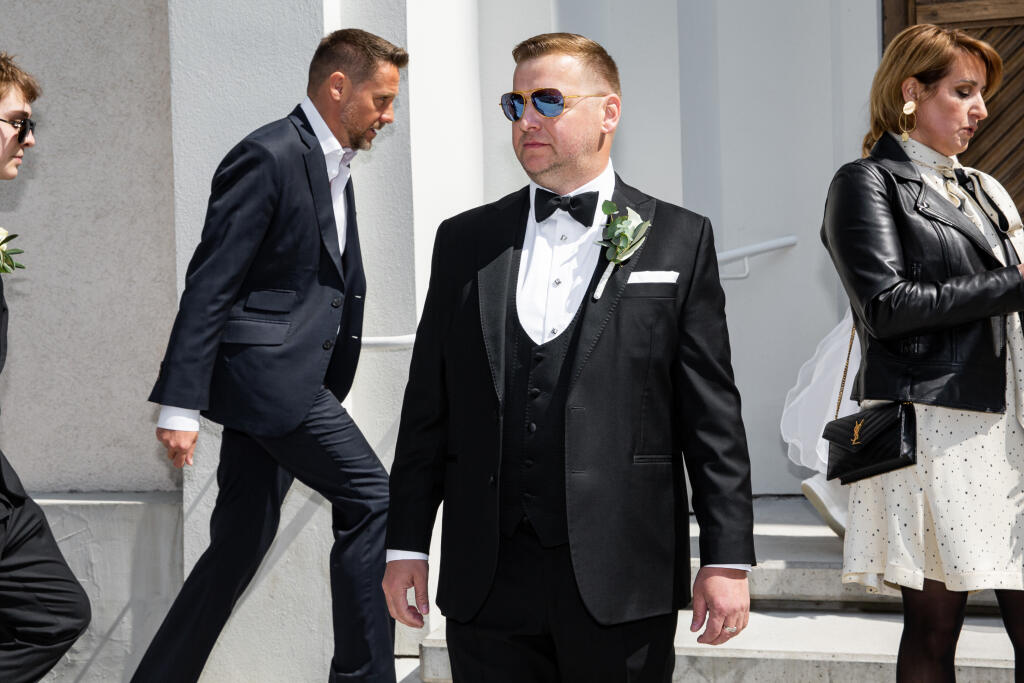 Svadba Gabriely Drobovej a Karola Rumana v Bratislave. Na snímke Karol Ruman.