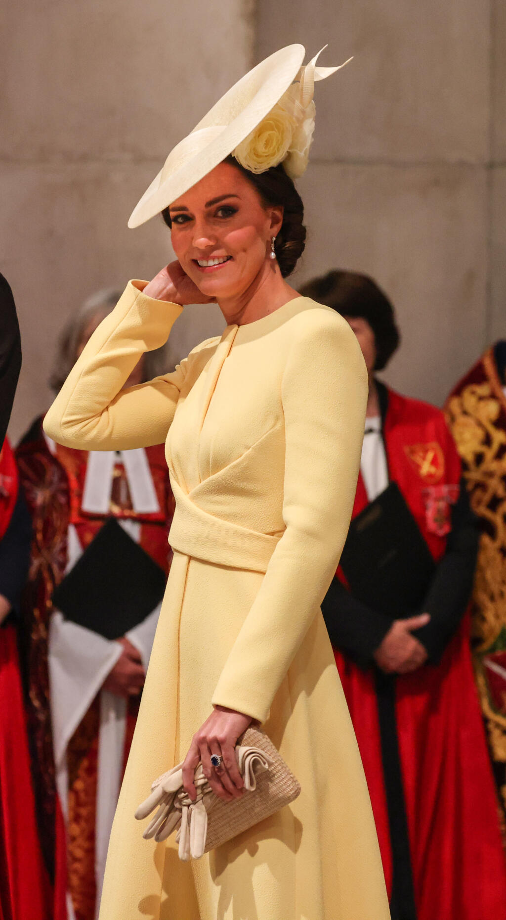 Vojvodkyňa Kate Middleton na oslavách platinového jubilea kráľovnej Alžbety počas bohoslužby v kostole sv. Pavla.