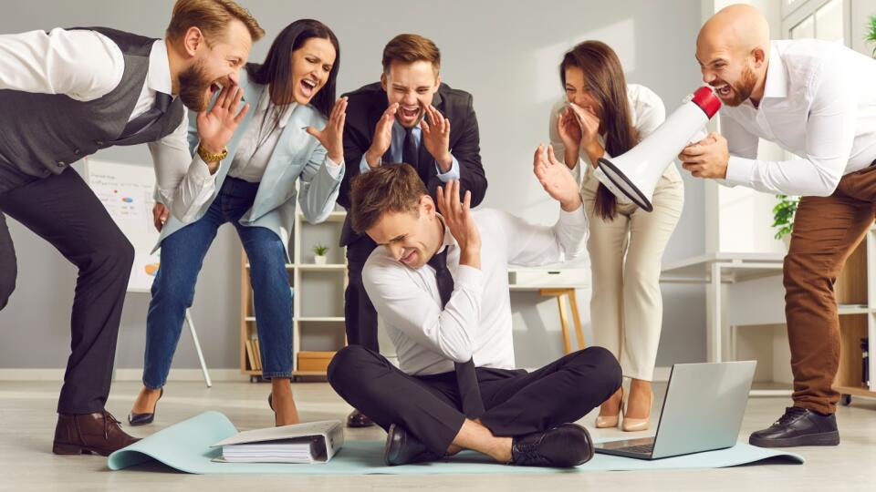 Young,Stressed,Tired,Business,Man,Sitting,On,Floor,With,Laptop