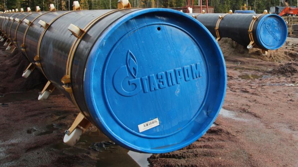 Pipes with the logo of Gazprom