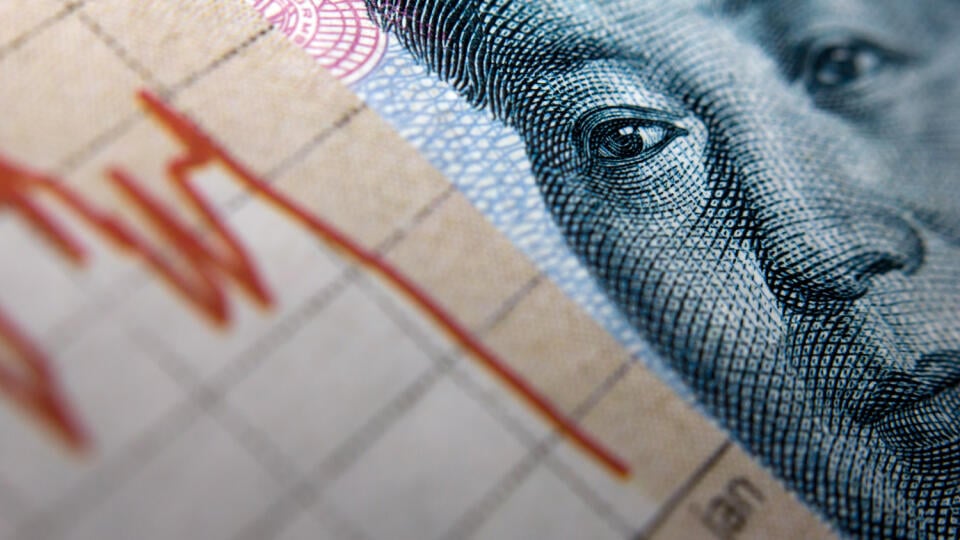Stock,Market,Graph,Next,To,A,Chinese,Banknote,(showing,Mao).