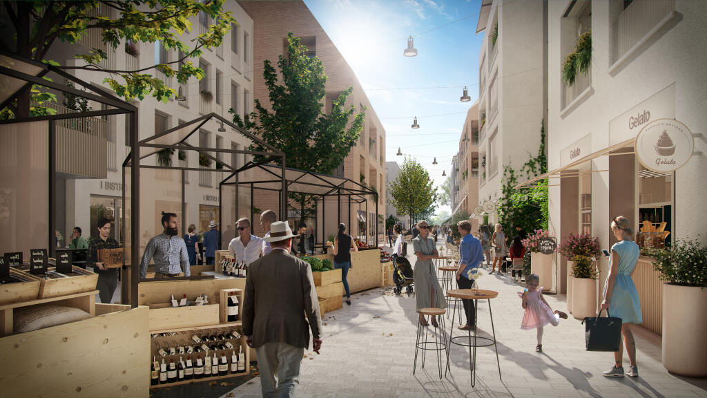 High street s obchodmi v projekte Vydrica
