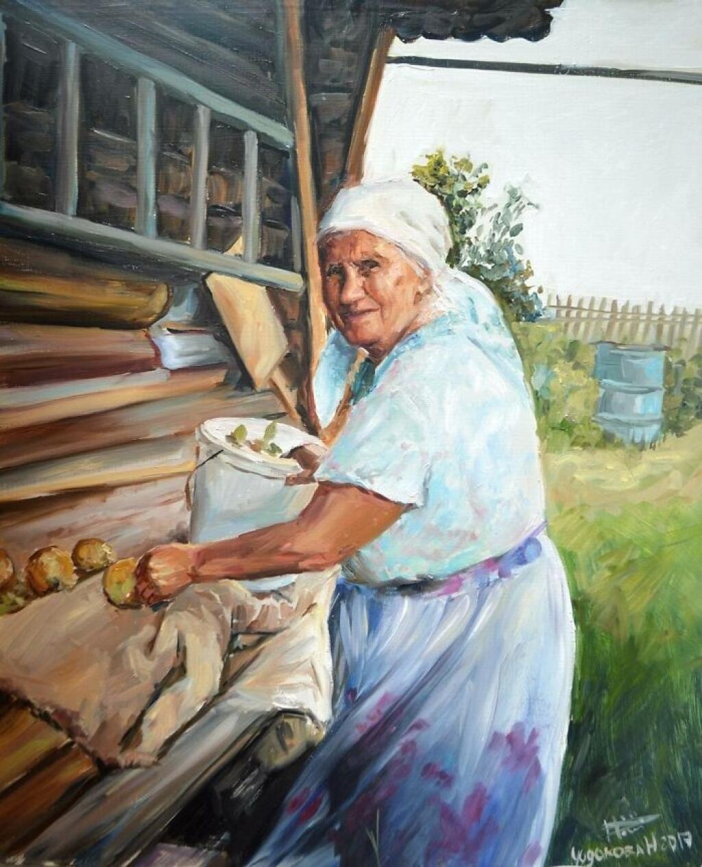 Бабушка моя викентия ивановна жила в маленьком. Художник Настасья Чудакова. Художница Настасья Чудакова картина детство.